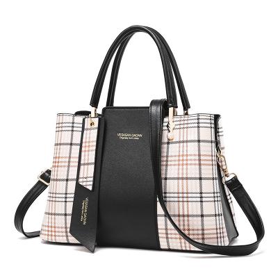 China Other Wholesale Women's Pretty Fashion Plaid Tote Handbags Pu Leather Cross Bag Women's Cross - Body Shoulder Bags For Women for sale