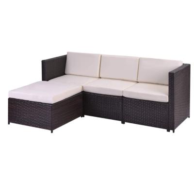 China Weather Resistant Professional Supplier Rattan And Fabric L Shape Outdoor Sofa Set Modern Sectional Patio Garden Sofa for sale