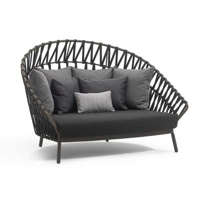 China New Design Style Popular Outdoor Wicker Rattan Lounge Chair Luxury Garden Sofa Bed Sofa Furniture Rope Aluminum Wicker for sale