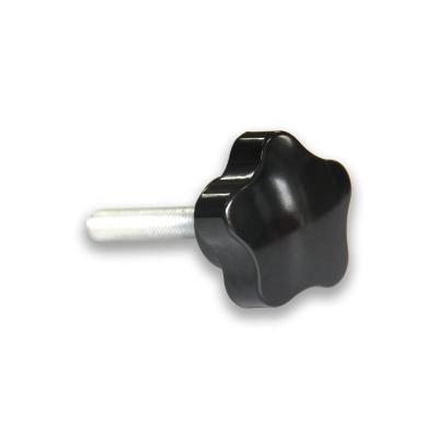 China Contemporary Available For Custom Plastic Thread Or Screw Length Black Five Star Bakelite Flower Shaped Five Star Knob Handle for sale