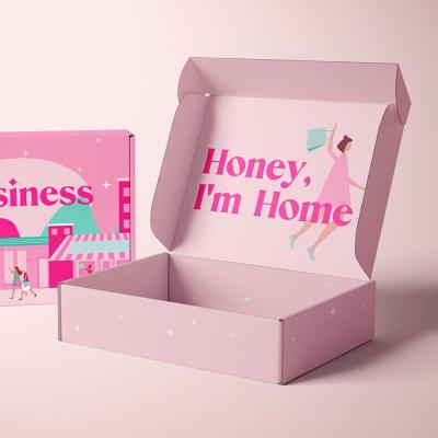 China Wholesale Luxury Recyclable Pink Printed Single Craft Shipping E-Commerce Packaging Gift Cardboard Custom Foldable Hard Paper Boxes for sale