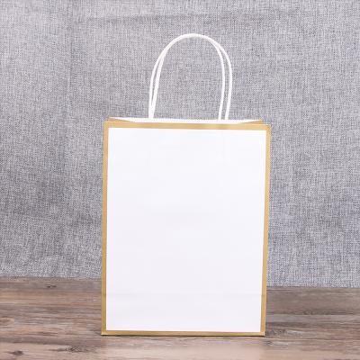 China Recyclable Custom Printed Your Own Logo Paper Packaging White Kraft Custom Gift Craft Shopping Paper Bag With Handles for sale