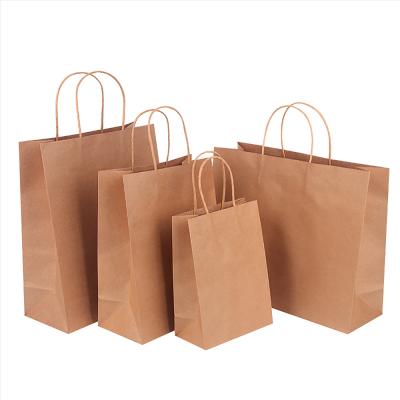 China Wholesale Custom Recyclable Printed Logo Brown Food Shopping Gift Paper Bag Kraft Paper Bag With Handle for sale