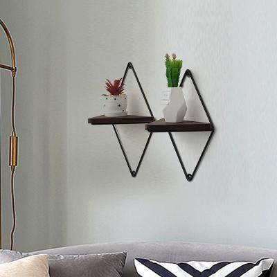 China Sustainable Home Decor 10 Inches Dark Brown Rustic Wood Triangle Shelves Oak Farmhouse Wall Floating Shelf for sale