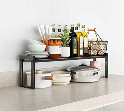 China Sustainable Heavy Duty Expandable Cabinet Stackable Kitchen Counter Shelf Organizer Countertop Storage Pantry Durable Metal Sink Shelf for sale