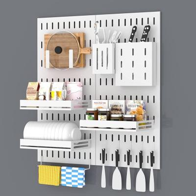 China Sustainable Nice Quality Indoor Storage Kits And Accessories White Metal Stainless Steel Pegboard Wall Organizer for sale