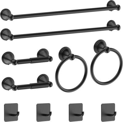 China Sustainable 10PCS Bathroom Accessories Kit Matte Black Hardware Set Towel Rack Set With Toilet Paper Holder for sale