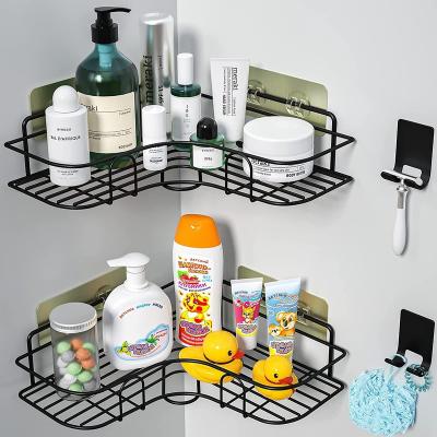 China Sustainable No Drilling Shower Corner Caddy Adhesive Rust Proof Storage Shelf Organizer Bathroom Rack for sale