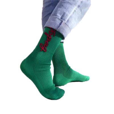 China Antibacterial Custom Letter Ankle Boots Embroidery Ankle Boots Meias Green Socks Women for sale