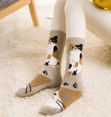 China Cat Panda Socks Cute Women Antibacterial Warm Popular Animal Floor Knocks Feather Soft Yarn for sale