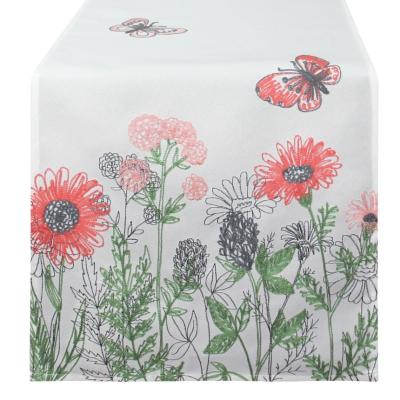 China Embroidery Polyester Embroidered Table Runner With Flower Table Runner Luxury European Decoration for sale