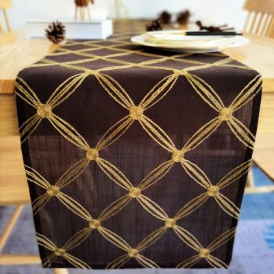 China Embroidery DINING Geometric Embroidered Decoration Polyester Table Runner for sale