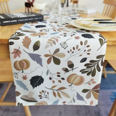 China Custom Printed Embroidery White Polyester Drop Table Runner for sale