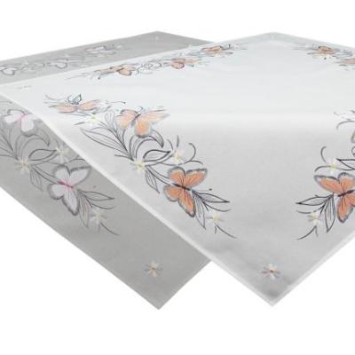 China Rectangular Waterproof Butterfly Embroidered Nordic White Tablecloth For Party for sale