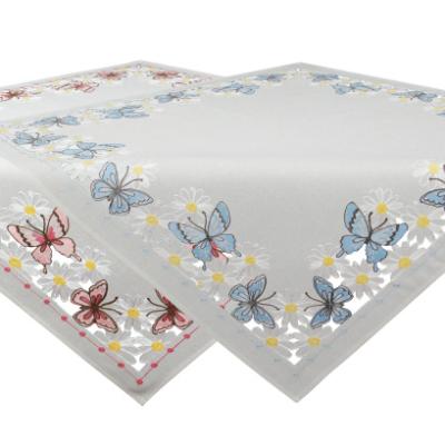 China Cheap embroidery butterfly cutwork tablecloth poly tablecloth custom tablecloth for sale