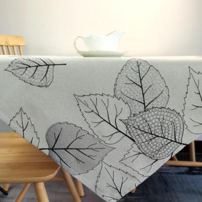 China Cheap wholesale embroidery silver polyester square embroidered leaves fashionable tablecloth for sale