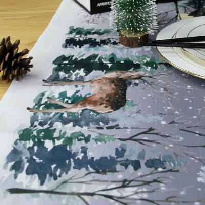 China Polyester Place Decoration Christmas Digital Printed Printed Tablecloth for sale