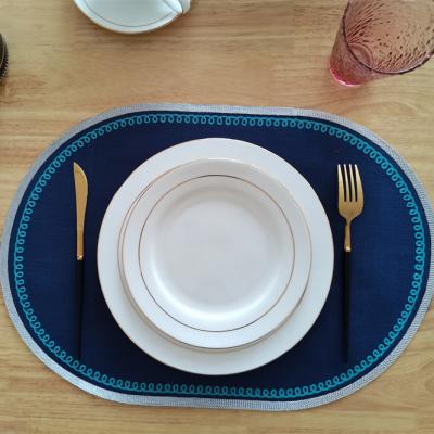 China Sustainable Polyester Wholesale Custom Embroidered Oval Place Mat for sale