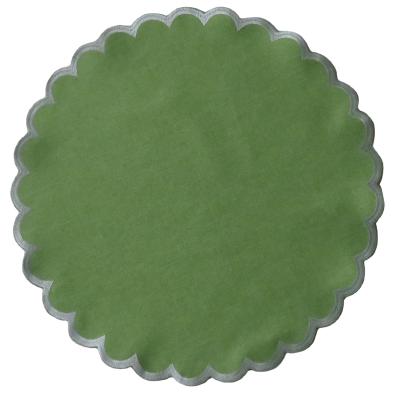 China Viables Embroidered Scallop Edge Fabric Place Mats Christmas Green Placemats for sale