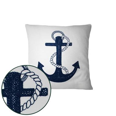 China PORTABLE Wholesale Custom Sea Life Home Decor Embroidered Blue Summer Cushion Cover for sale