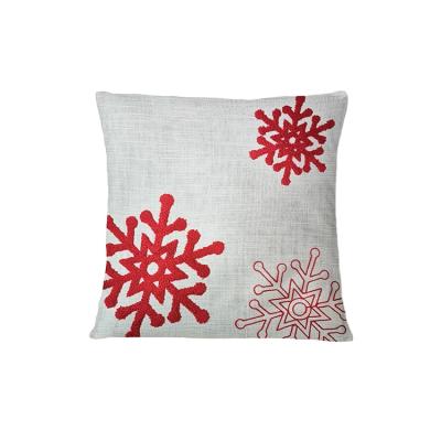 China PORTABLE Wholesale Decorative Polyester Embroidered Christmas Snowflake Cushion Cover for sale