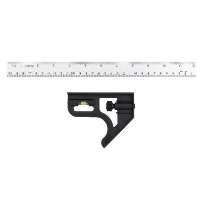 China 305mm Scale Combination Square Clear Angle Ruler With Spirit Level Adjustable Protractor Right Angle Ruler BAYD189 for sale