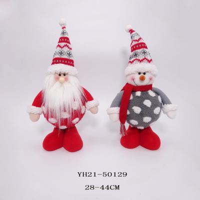 China Customized Christmas Plush Doll Snowman With Scarf Plush Stuffed Santa Christmas Standing Decoration for sale