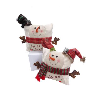 China T/C Fabric Christmas Ornament New Products 34cm Christmas Snowman Pillow Home Decor for sale