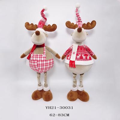 China Customized 62/83 cm Plush Elk Toy With Scarf Christmas Decoration Home Ornaments Christmas Festival Stuffed Reindeer Toy for sale