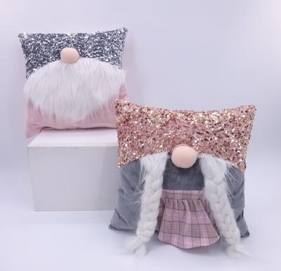 China 2022 Indoor Polyester Velvet Sequin Christmas Decoration Home Decor Gnome Pillow Decoration YH22-50201 for sale