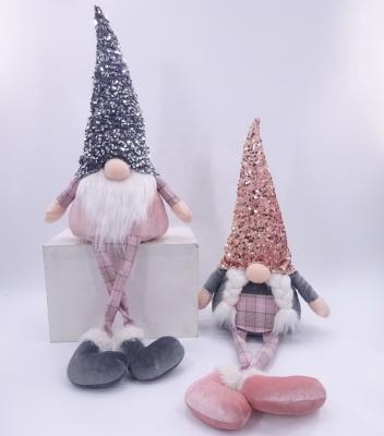 China 2022 Polyester Velvet Sequin Christmas Decoration Home Indoor Christmas Gnome Sitting Decoration YH22-50197 for sale