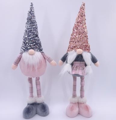 China 2022 Polyester Velvet Sequin Christmas Decoration Home Decoration Indoor Standing Gnome Decoration YH22-50195 for sale