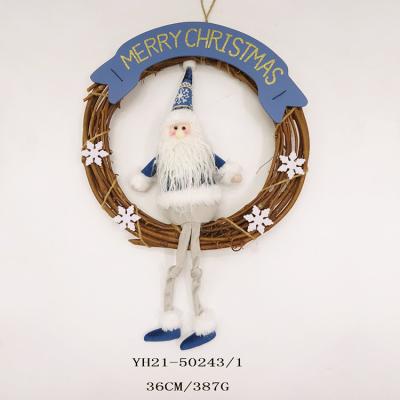 China Customized Wreath Garland For Front Door Christmas Decorative 36CM Santa Snowman Bear Chritsmas Rattan for sale