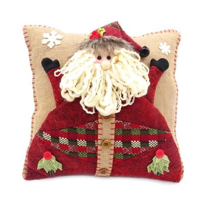 China Plush 34x34CM Jute Christmas Santa Pillow Christmas Best Selling Items for sale