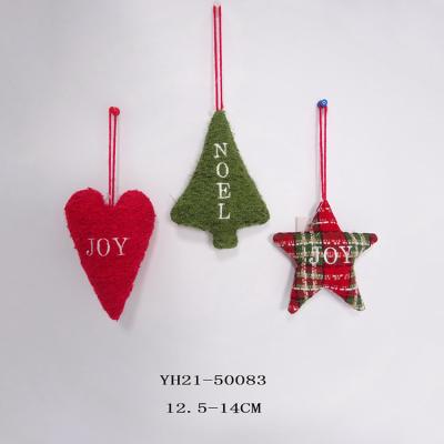 China Customized 12-15CM Christmas Tree Star/Heart/Plaid Hanging Ornament Home Hanging Decor Pendant for sale