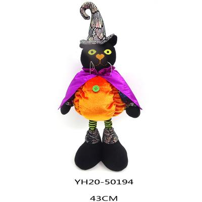 China 43CM Halloween Pumpkin Plush Toy Black Cat Ghost With Pumpkin Body Standing Doll 43CM for sale