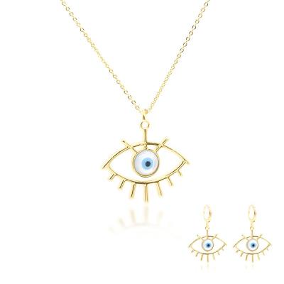 China Wholesale FASHIONABLE Style Luxury Eye Shaped 18K Gold Necklace Jewelry Set for sale