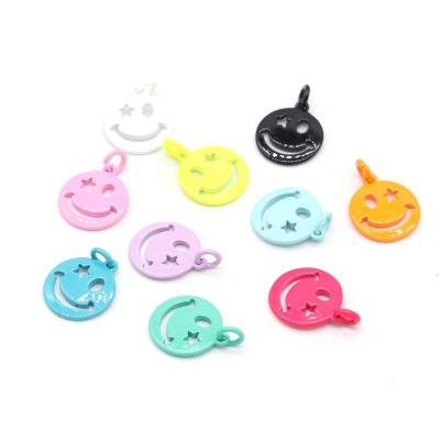 China FASHIONABLE Hot Selling Brass Colorful Paint Smile Happy Face Charms Pendants For Necklace Making Jewelry DIY for sale