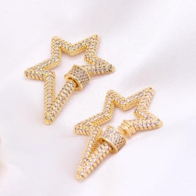 China Brass+ Pendant Zircons DIY Jewelry Findings Supplies Metal Pave Zircon Star Lock Clasps for sale