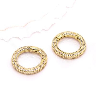 China High Quality Brass+ Zircons Gold Plating CZ Micro Pave Round Shape Clasp for sale