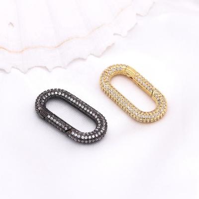 China Brass+ Zircons Making Jewelry Gold And Black Plated Brass CZ Pave Rectangle Lock Clasps for sale