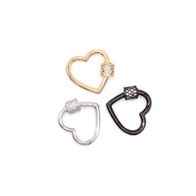 China Jewelry Fashion Design Brass Gold Plated Zircon Clasp Diy Bracelet Necklace Heart Shaped Jewelry Accessories for sale