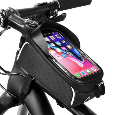 China Generous Phone Front Frame Bag - Bicycle Bag Waterproof Top Tube Phone Mount Pack Capacity Bike Cycling Case for sale