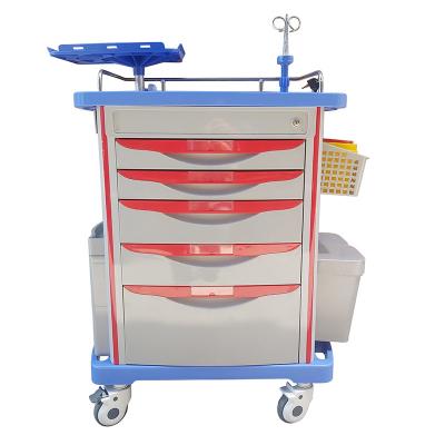 China Hospital Mutifucntional Infusion Anesthesia Instrument ABS Crash Cart Emergency Medical Drug Trolley For Hospital Treatment for sale