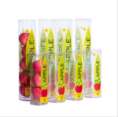 China Disposable Printed Recyclable Plastic Apple Tube Packaging Cylinder, Customized Recycled PET Round Box For Fresh Fruit Apple Container for sale