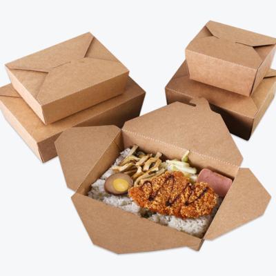 China Recycled Materials Wrapping Paper Microwavable Disposable Takeout Box, Custom Food Packaging Food Container Wrapping Paper Box for sale