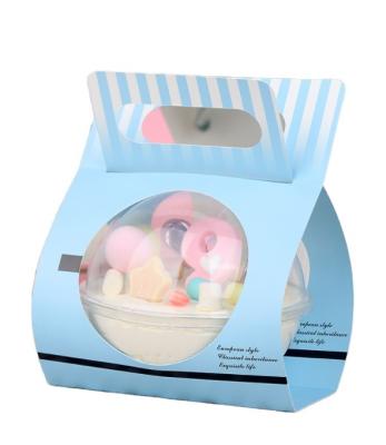 China Transparent Blsiter Box Foam Ball Christmas Cake Packaging Box With CMYK pritned paper handle for sale