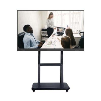 China Indoor Custom Height Adjustable With Wheels Rolling Floor Standing 65 Inch HD LCD Screen 4K Finger Touch Interactive Whiteboard for sale