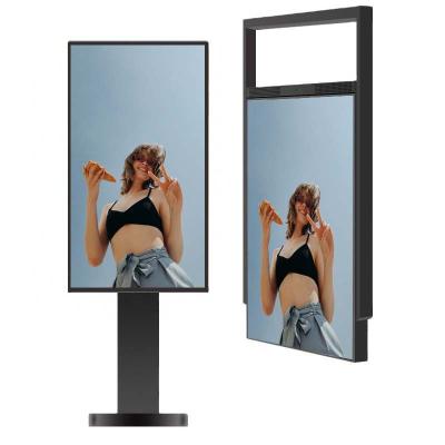 China PC ODM 55inch 2500 or 700nits Semi-outdoor Double Sided Hanging Facing Display Store Advertising Digital Window Display Signage for sale