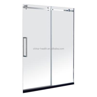 China Wholesale Modern 2 Rollers Portable Single Tempered Glass Sliding Shower Door for sale